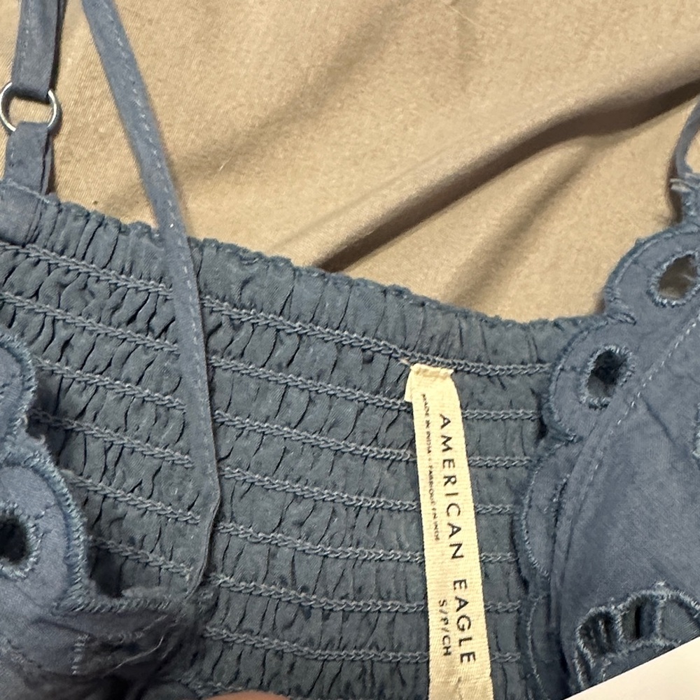 Blue Eyelet Sundress with Spaghetti Straps - Picture 4 of 5